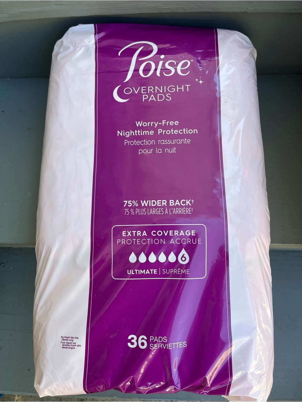 Poise Overnight Pads Extra Coverage - Purple